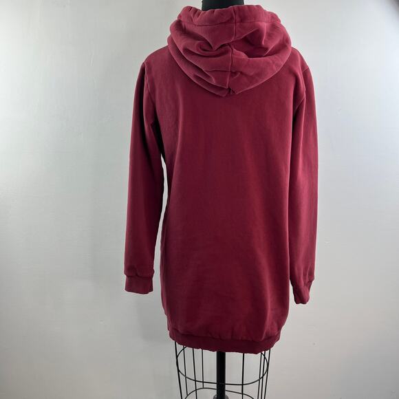 Superdry Burgundy Hoodie Dress Long Sleeve Straight Hem Casual Pullover Size 6 - Picture 7 of 10